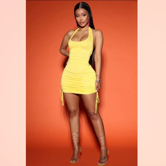 Macy Ruched Halter Dress 💛 - Picture 5 of 6